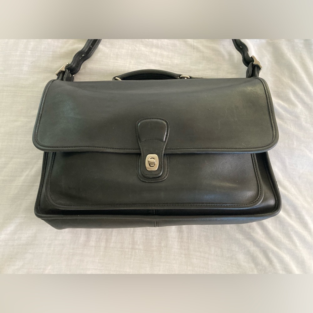 Coach Vintage Metropolitan Unisex Leather Briefcase Brass/Black